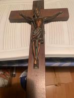 Bronzen Jezus op Eiken Kruis - 48 cm, Antiek en Kunst, Ophalen of Verzenden