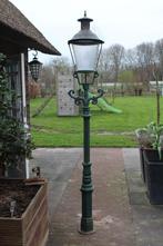 Nostalgische gietijzeren lantaarnpaal met koperen kap, Tuin en Terras, Buitenverlichting, Minder dan 50 watt, Netvoeding, Gebruikt