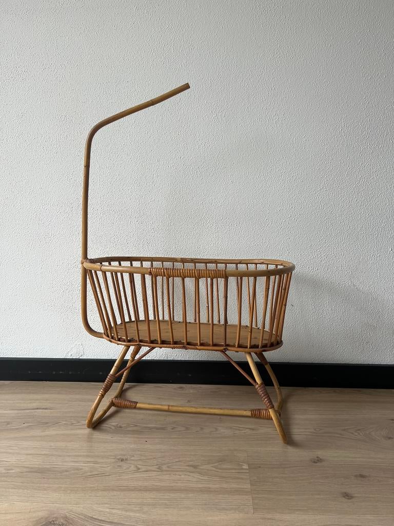 Vintage Rotan Poppenwiegje - Jaren 60 Stijl, Ophalen, Gebruikt, Toebehoren