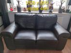2 + 3 zits bruin leren bank bankstel, Ophalen, Leer, Zo goed als nieuw, Rechte bank