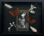 Dagpauwoog vlinders met tarot kaart in lijst, Antiek en Kunst, Ophalen of Verzenden
