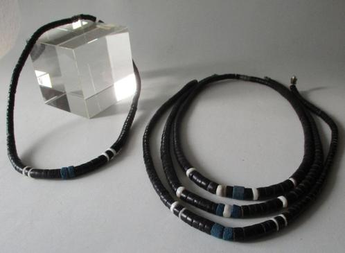 Kett. KT11: Zwarte Schelp ketting-41½+42+42¾+42½cm. -Blauw, Sieraden, Tassen en Uiterlijk, Kettingen, Nieuw, Steen of Mineraal