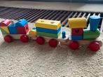 Houten speelgoed trein blokken blokkentrein, Ophalen of Verzenden, Zo goed als nieuw, Duw- of Trekspeelgoed