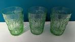 Fleur de Lis groene glazen 3x Anthropologie (zeldzaam), Huis en Inrichting, Keuken | Servies, Glas of Glazen, Gebruikt, Ophalen of Verzenden