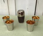 Mid-Century (vintage) metalen shotglaasjes, Ophalen of Verzenden, Zo goed als nieuw, Borrel- of Shotglas