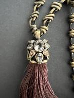 Dyrberg/Kern 1 meter lange bronskleurige ketting swarovski, Overige materialen, Overige kleuren, Verzenden, Met kristal