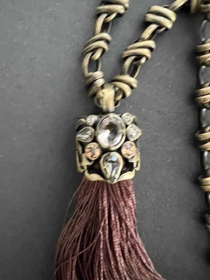 Dyrberg/Kern 1 meter lange bronskleurige ketting swarovski, Sieraden, Tassen en Uiterlijk, Kettingen, Zo goed als nieuw, Overige materialen