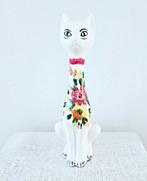 Vintage Poes Beeldje met Bloemen, Verzamelen, Beelden en Beeldjes, Ophalen of Verzenden, Gebruikt, Dier