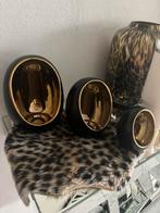 Egg windlicht zwart/goud, Ophalen of Verzenden, Zo goed als nieuw, Overige materialen