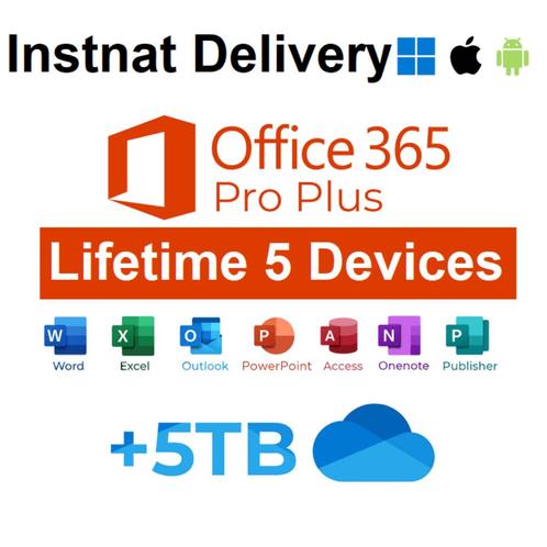 Microsoft Office 365 / 2021 | Lifetime | 5 apparaten, Computers en Software, Office-software, Nieuw, Android, iOS, MacOS, Windows