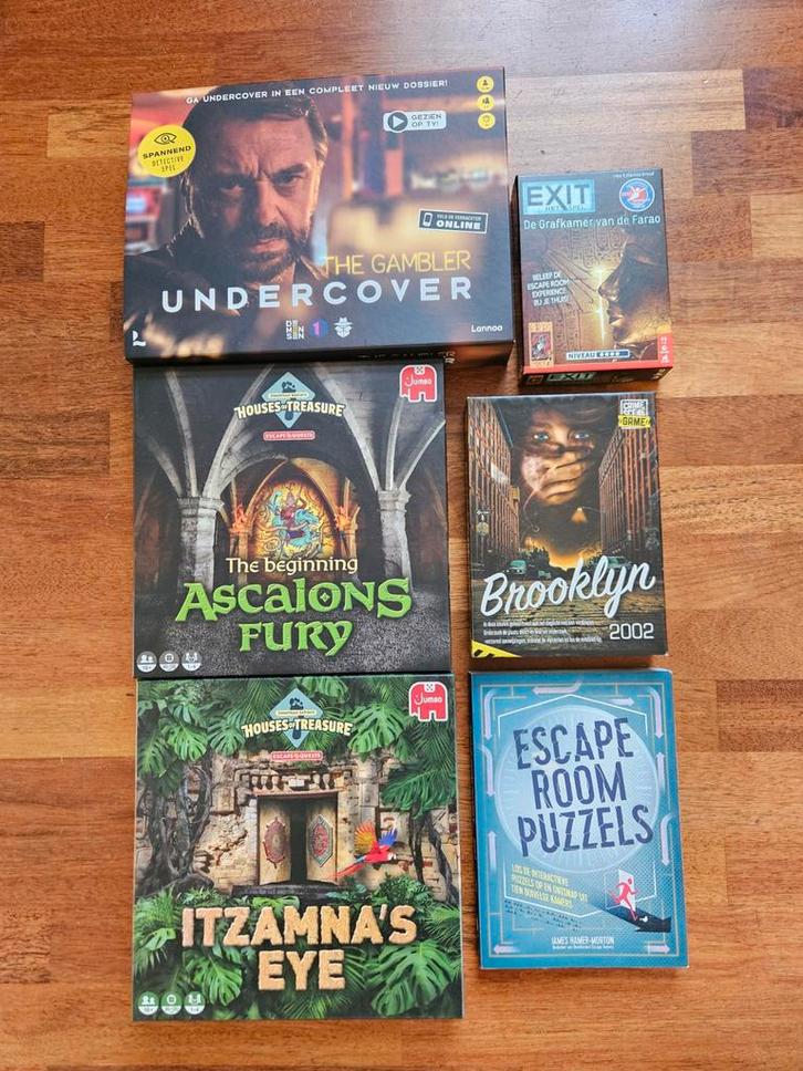 Escape Room Spellen Pakket - 6 stuks, Hobby en Vrije tijd, Gezelschapsspellen | Bordspellen, Zo goed als nieuw, Een of twee spelers