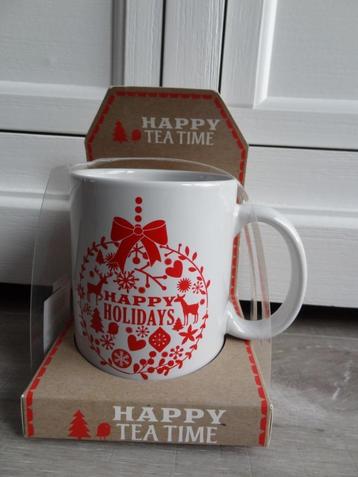 Kerst Thee Mok Happy Holidays >Snelle Verzending!< beschikbaar voor biedingen
