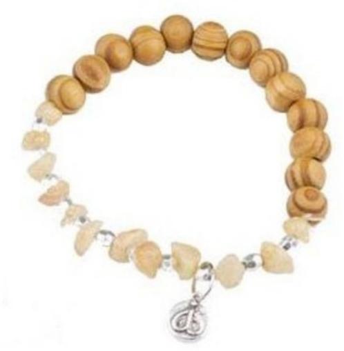 SALE: Elastische armband van citrien en hout, Sieraden, Tassen en Uiterlijk, Armbanden, Nieuw, Elastiek, Bruin, Met bedels of kralen