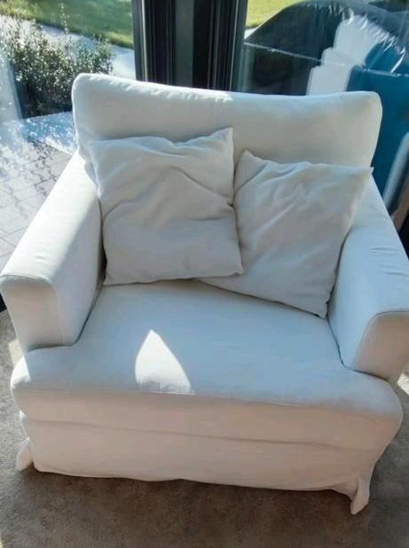 luxe witte fauteuil met afneembare hoes, Huis en Inrichting, Fauteuils, Gebruikt, 75 tot 100 cm, 75 tot 100 cm, Ophalen