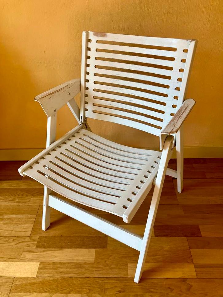 Niko Kralj Rex Klapstoel - Wit, Huis en Inrichting, Stoelen, Gebruikt, Eén, Hout, Wit, Ophalen of Verzenden