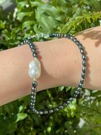 Ketting van zwarte parels met barok accent, Sieraden, Tassen en Uiterlijk, Ophalen of Verzenden, Nieuw, Zwart, Zilver