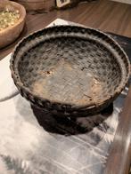 Oud Leem Mandje - Decoratief, Gebruikt, Mand, Rond, Ophalen of Verzenden