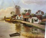 Oude schilderij van molen - gesigneerd - 60x50 cm, Antiek en Kunst, Kunst | Schilderijen | Klassiek, Verzenden