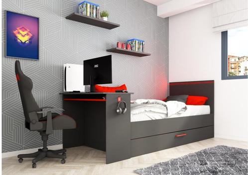 Bzone gamingbed met bureau en bedlade - Antraciet, Kinderen en Baby's, Kinderkamer | Bedden
