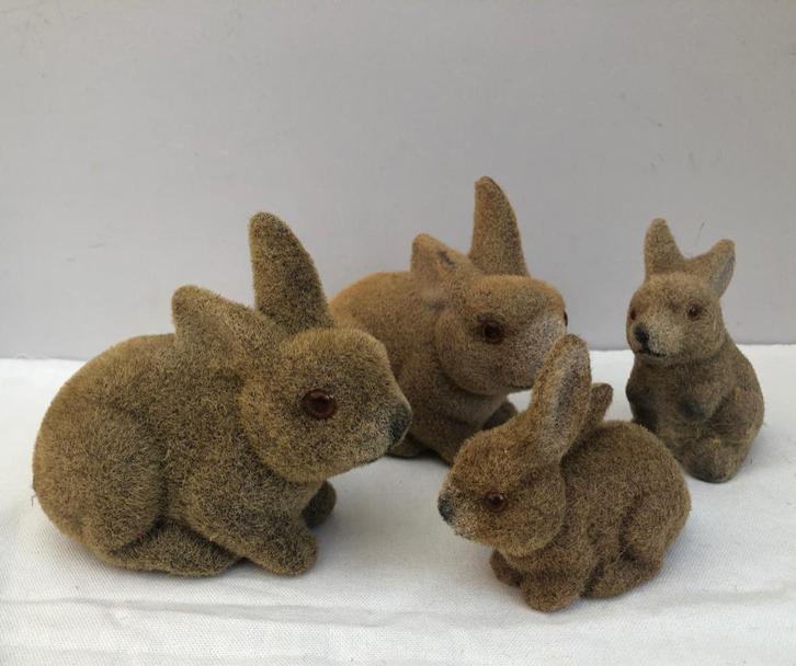 4 Flock Haasjes, Antiek en Kunst, Curiosa en Brocante, Ophalen of Verzenden