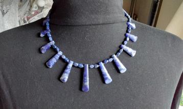 Uniek Sodaliet Lapis Lazuli Diepblauwe Ketting 925 zilver  beschikbaar voor biedingen