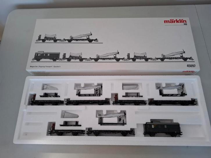 Marklin 45097 Zevendelige set vliegtuigtransport van de DRG, Hobby en Vrije tijd, Modeltreinen | H0, Zo goed als nieuw, Treinset