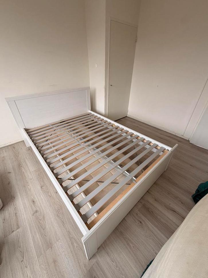 Gratis! Ophaal vandaag! Ikea Bed, Huis en Inrichting, Slaapkamer | Bedden, Gebruikt, Tweepersoons, 140 cm, 200 cm, Hout, Wit, Verstelbaar