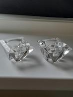 Twee strakke kristallen kandelaartjes, Ophalen of Verzenden, Zo goed als nieuw, Overige materialen, Minder dan 25 cm