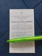 Bidprentje Breda Maria Sloekers 1877 1953, Ophalen, Bidprentje