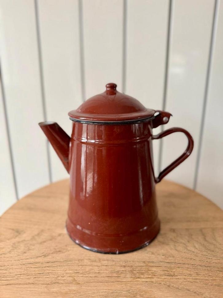Vintage Bruine Koffiekan Emaille, Antiek en Kunst, Antiek | Emaille, Ophalen of Verzenden