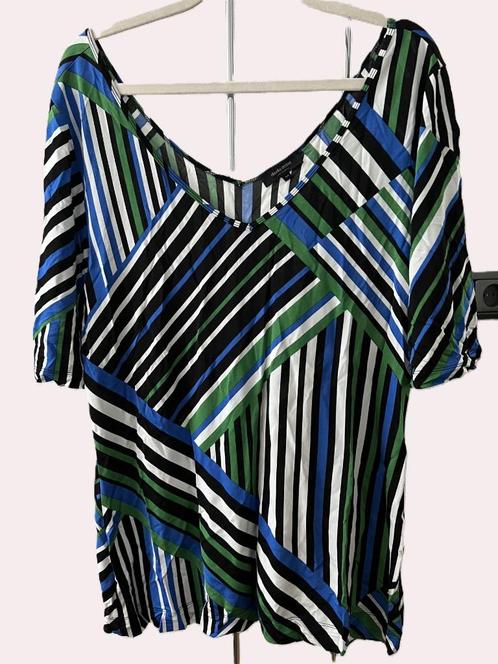 Claudia Strater top groen blauw wit 42-44 slinky viscose, Kleding | Dames, Tops, Zo goed als nieuw, Maat 42/44 (L), Blauw, Korte mouw