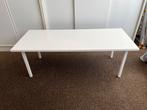 Witte lage tafel met metalen poten., Ophalen, Gebruikt, 100 tot 150 cm, 50 tot 100 cm