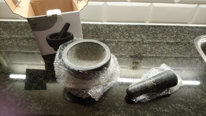 Stenen vijzel (NIEUW IN DOOS), Huis en Inrichting, Keuken | Keukenbenodigdheden, Nieuw, Ophalen