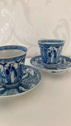 Vintage - Lange Lijs - set 2 bekers en schoteltjes, Antiek en Kunst, Antiek | Servies los, Ophalen of Verzenden