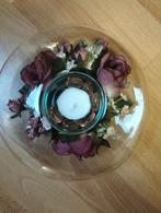 Sfeervolle schaal met Bloemen met theelichtj, Overige materialen, Ophalen of Verzenden, Zo goed als nieuw, Bruin