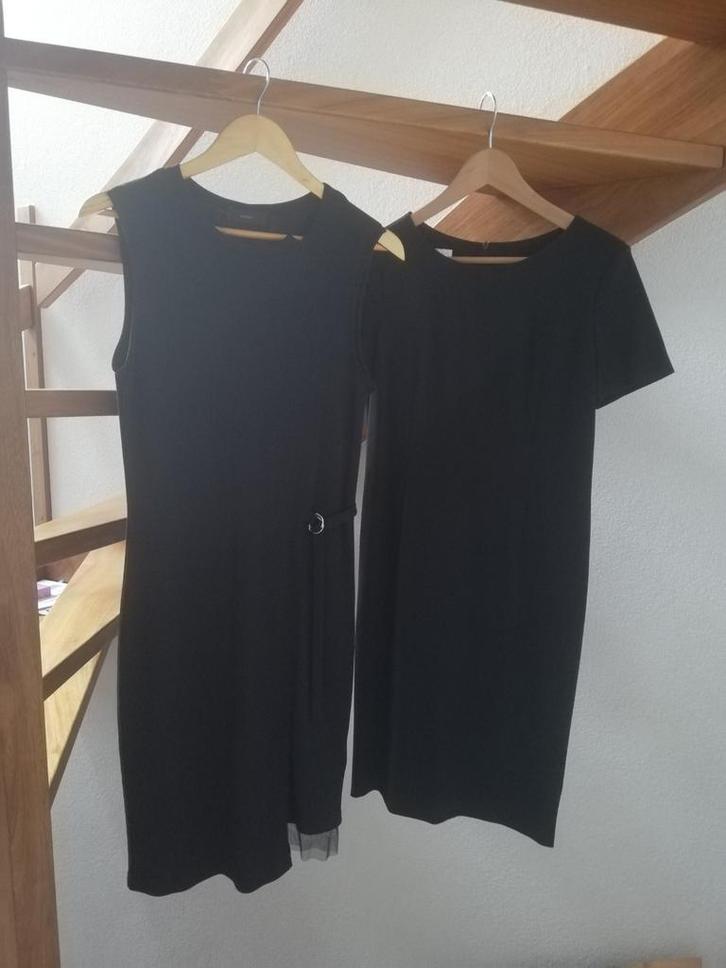 Diesel en Escada, 2 zwarte jurkjes 36/38, Kleding | Dames, Jurken, Zo goed als nieuw, Maat 38/40 (M), Zwart, Knielengte, Ophalen of Verzenden