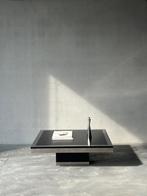 Italiaanse salontafel van geborsteld aluminium, jaren 70, Ophalen, 50 tot 100 cm, Rond, 50 tot 100 cm