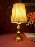 Tafellamp vintage goud lampvoet, crème klassiek lampenkap