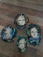 4 Venetiaanse handgeschilderde porselein carnaval maskers, Ophalen of Verzenden, Nieuw
