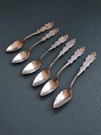 Zes zilveren theelepeltjes met hanenkam, antiek, 19 e eeuws, Verzenden, Zilver