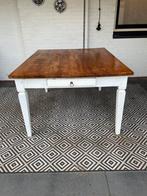 antieke eettafel teak / eiken 120 x 140 cm, Ophalen, Gebruikt, Eikenhout, Vijf personen of meer