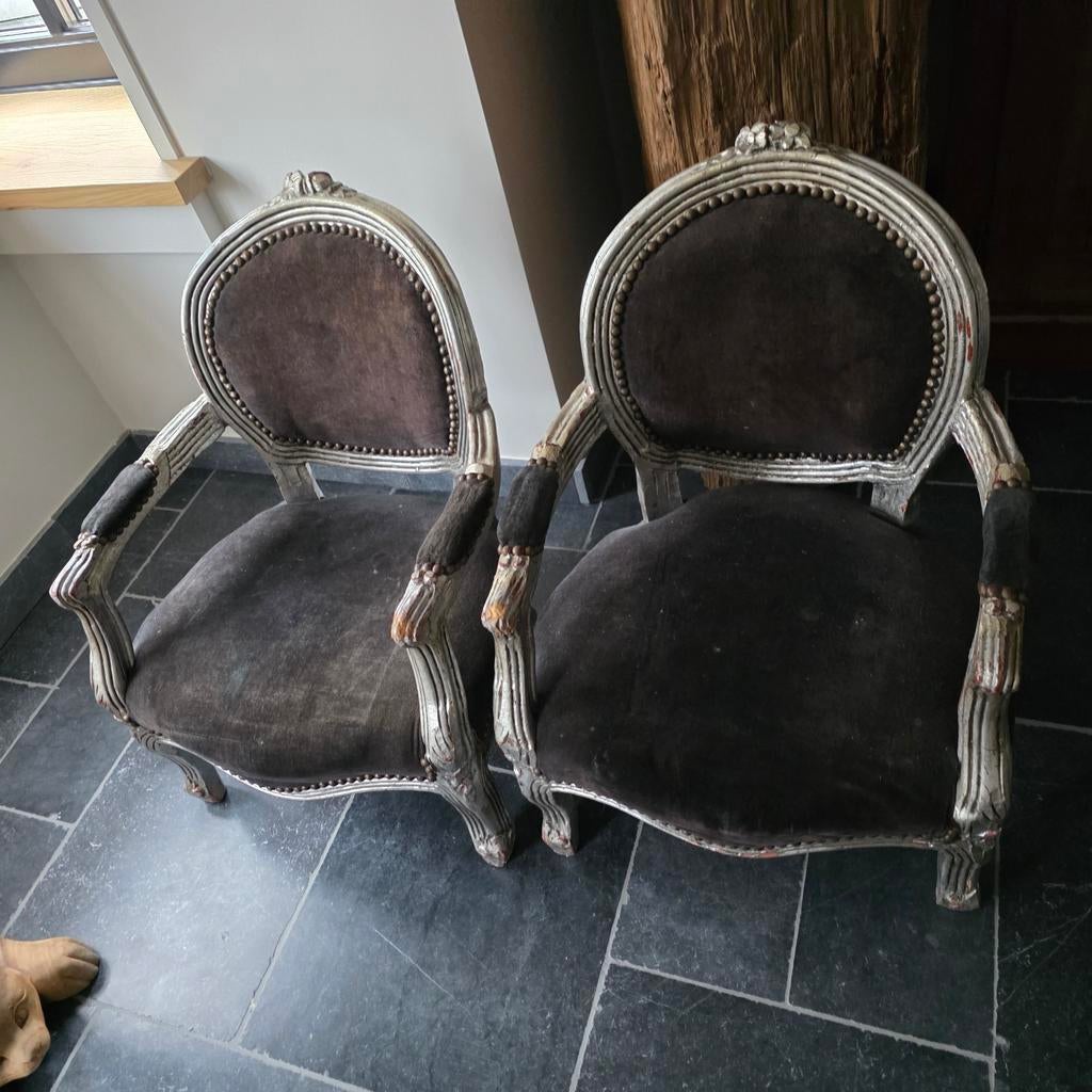 2 Barok Kinderstoeltjes - Landelijk Interieur, Antiek en Kunst, Antiek | Meubels | Stoelen en Banken, Ophalen of Verzenden