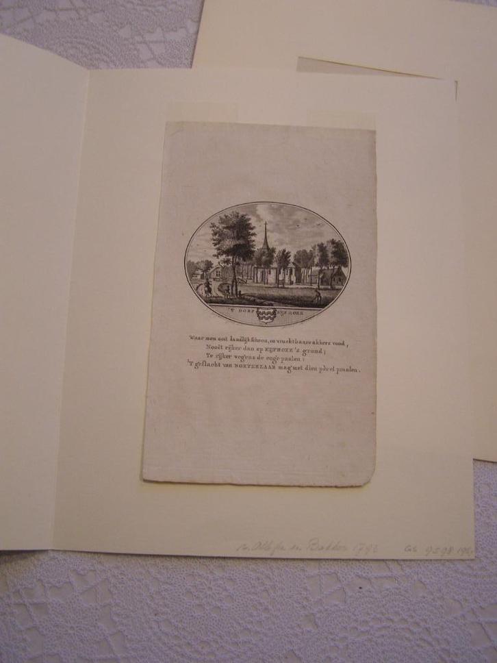 Originele gravure Dorp Dubbeldam(Dordrecht) 1793 Brouwer, Antiek en Kunst, Kunst | Etsen en Gravures, Ophalen of Verzenden