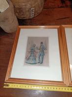 3 Franse mode prenten op zijde
Brocante Frankrijk Antiek, Antiek en Kunst, Ophalen of Verzenden