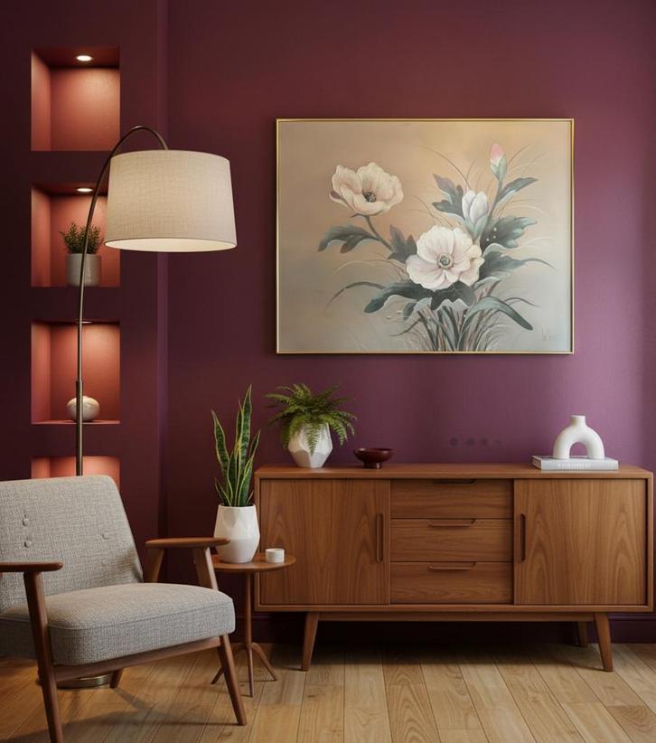 Lee Reynolds Schilderij - Bloemen - 123 x 155 cm, Antiek en Kunst, Kunst | Schilderijen | Klassiek, Ophalen of Verzenden