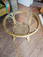 Vintage jaren 60 rotan bijzettafel met glazen blad, Huis en Inrichting, Tafels | Bijzettafels, Ophalen