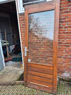 Deur met dubbel glas van hout, Doe-het-zelf en Verbouw, Deuren en Horren, Ophalen, Gebruikt, 80 tot 100 cm, Buitendeur