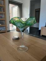 Groene kristallen vaas/schaal – 32 cm, Antiek en Kunst, Ophalen