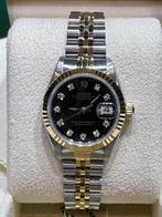 Rolex datejust 26mm black diamond dial. Gold/steel, Staal, Rolex, Polshorloge, Ophalen of Verzenden