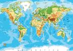Wereldkaart behang Atlas 368 x 254 cm NU VOORRAAD KORTING, Verzenden, Minder dan 10 m², Wereldkaart, natuurkundig, atlas,